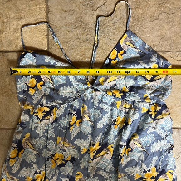 Patagonia Pataloha Strappy Maxi Dress L Blue Yellow Bird Floral Pockets Vacation - Picture 13 of 14